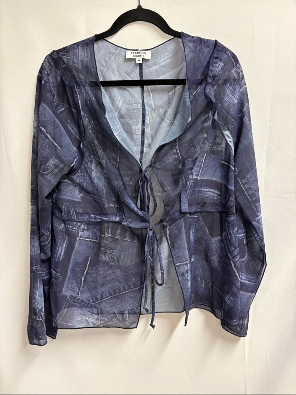 Frankies Bikinis Molly Long Sleeve Shirt in Blue Jean Size Medium